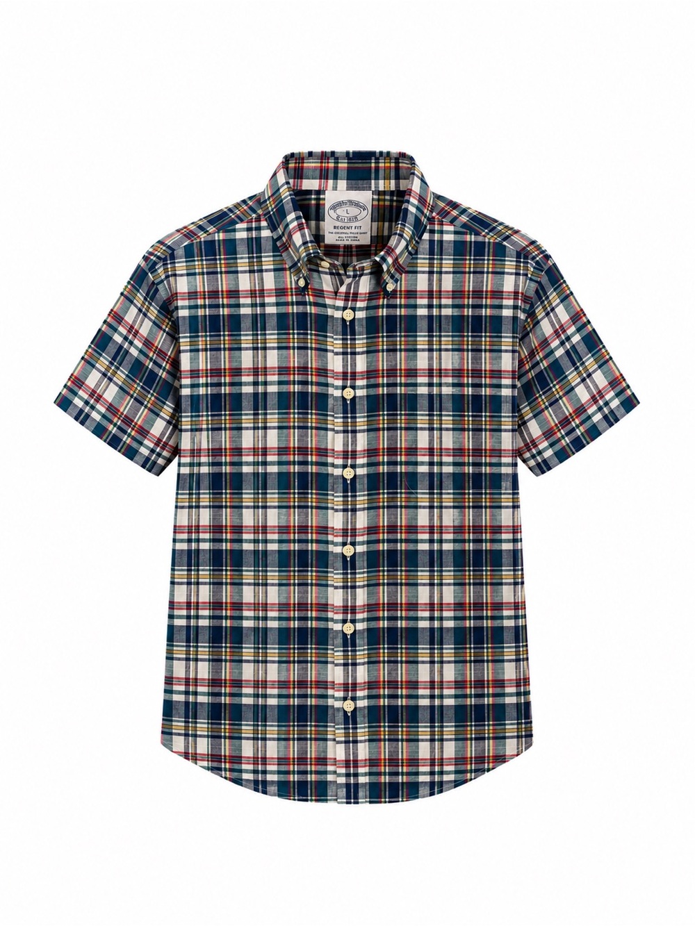 Brooks Brothers Men's Blue Regent Fit Plaid S/ Sleeve Cotton Polo L EuC